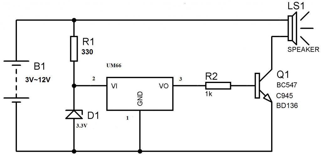 UM66-Musical-Bell-Circuit-Diagram
