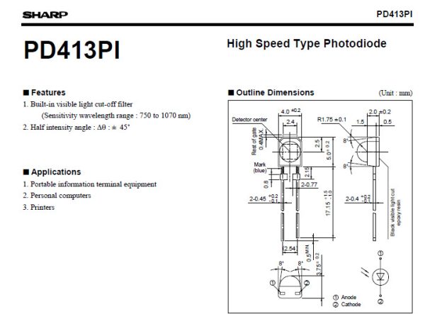 سنسور گیرنده مادون قرمز PD413PI2E00F