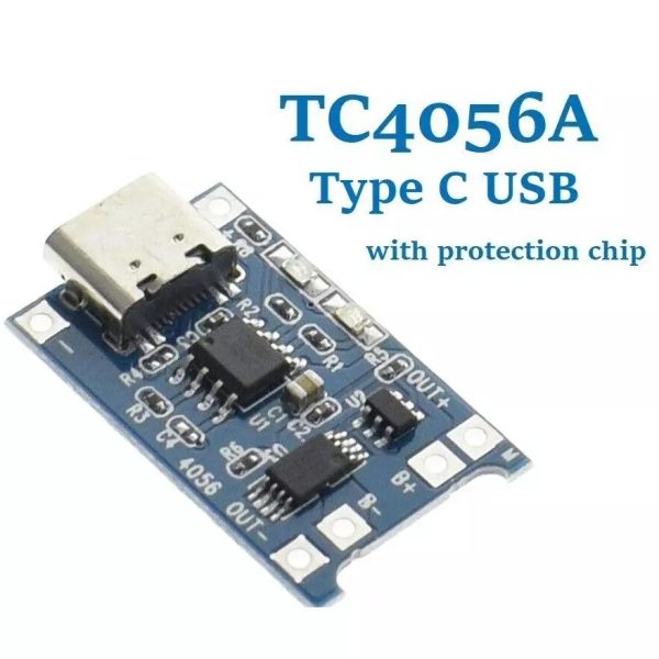 ماژول شارژر باتری لیتیومی TC4056/TP4056 با USB TYPE C و مدار محافظ