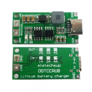 ماژول مبدل ۵ولت TYPE C به شارژر باتری لیتیوم ۲ سل افزاینده ۲ آمپر