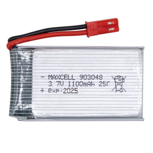 باتری لیتیوم پلیمر 3.7v ظرفیت 1100mAh تک سل 25c مارک MAXCELL کد 903048