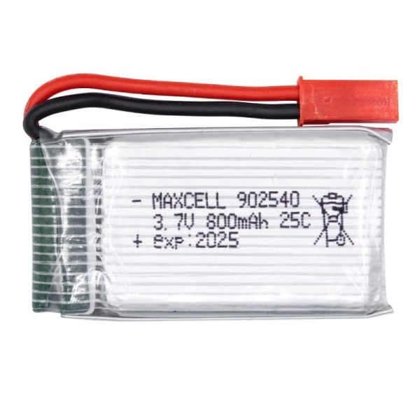 باتری لیتیوم پلیمر 3.7v ظرفیت 800mAh تک سل 25c مارک MAXCELL کد 902540