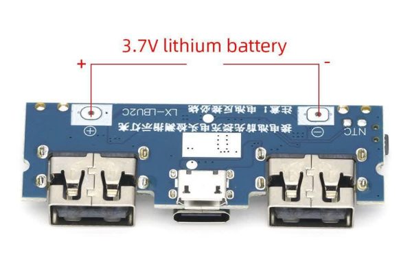 ماژول پاوربانک 2 خروجی LX-LBU2C با سوکت TYPE-C و MICRO