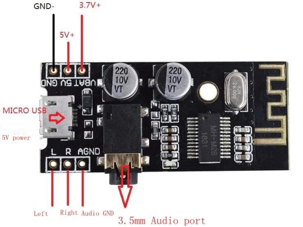 ماژول بلوتوث صوتی MH-M28 دارای جک هدفون