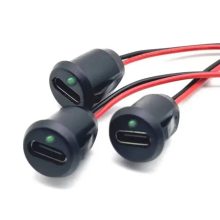 کانکتور مادگی Type-c پنلی 2 پین سیم دار فشاری چراغدار