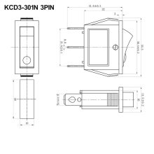کلید راکر باریک یکطرف چراغدار KCD3-301N
