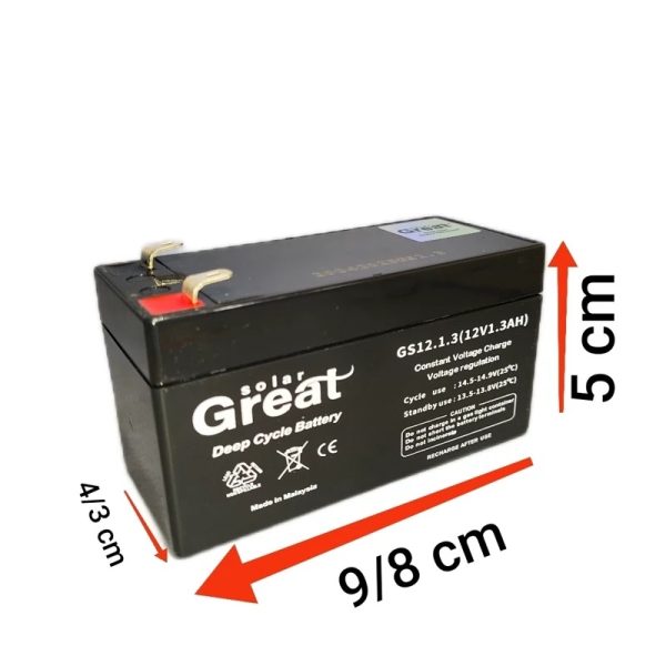 باتری 12 ولت 1.3 آمپر GREAT solar