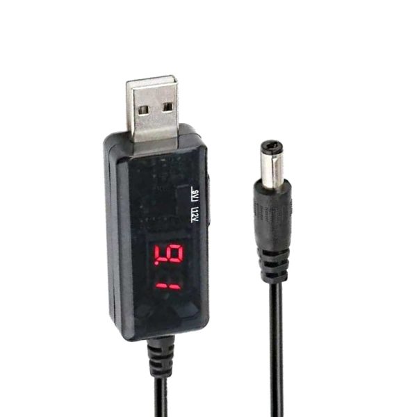 کابل USB افزاینده ولتاژ DC با خروجی 9 ولت و 12 ولت به همراه نمایشگر