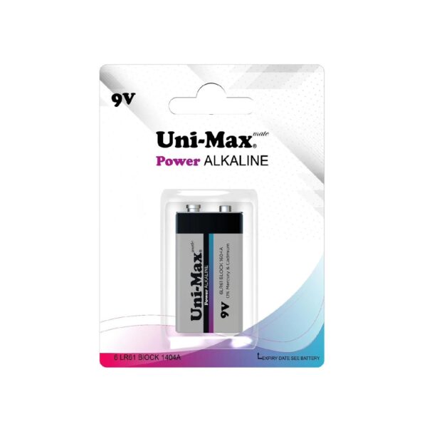 باتری کتابی UNIMAX مدل Power Alkaline بسته 1 عددی