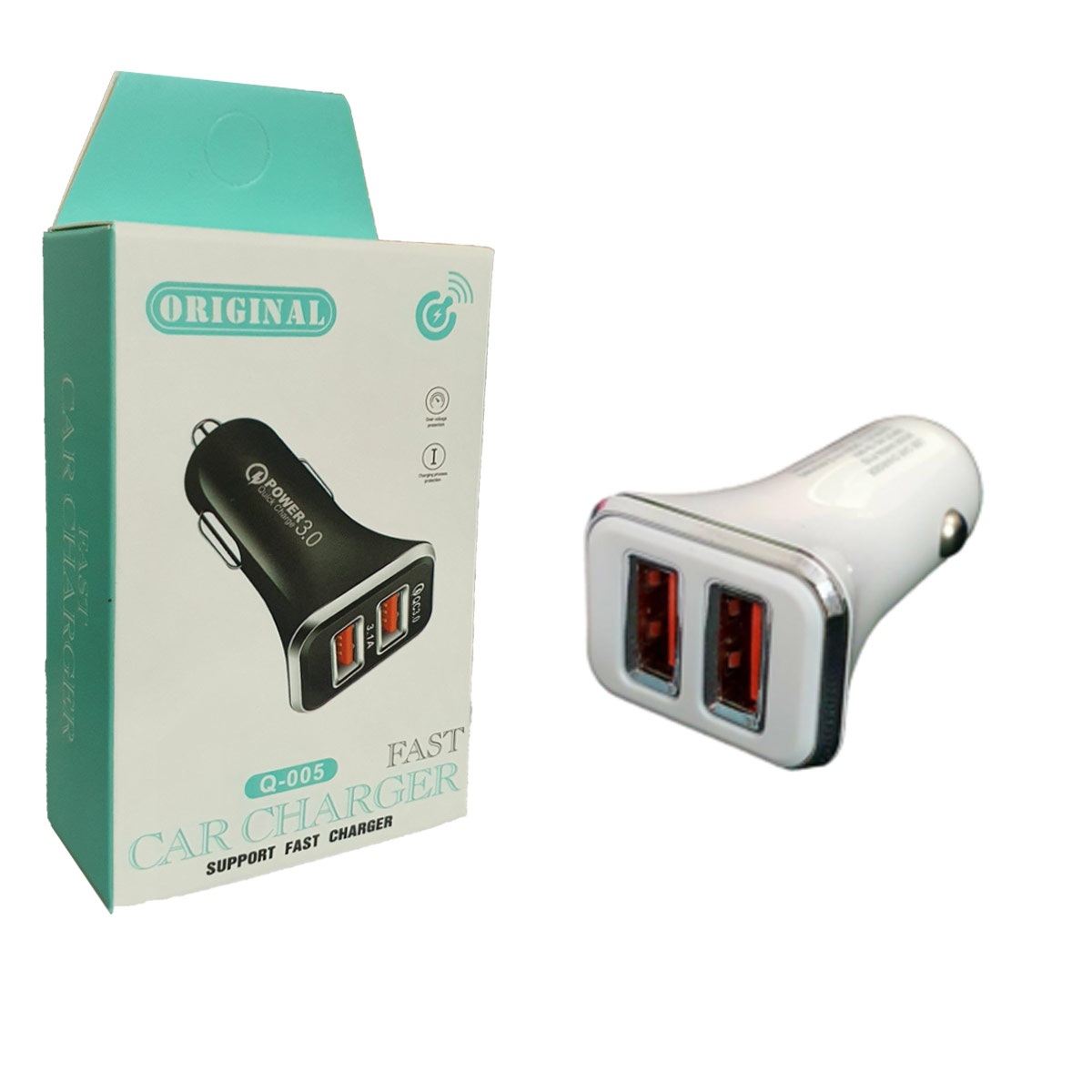 شارژر فندکی 2 پورت Q-005 شارژر فندکی 2 پورت Q-005