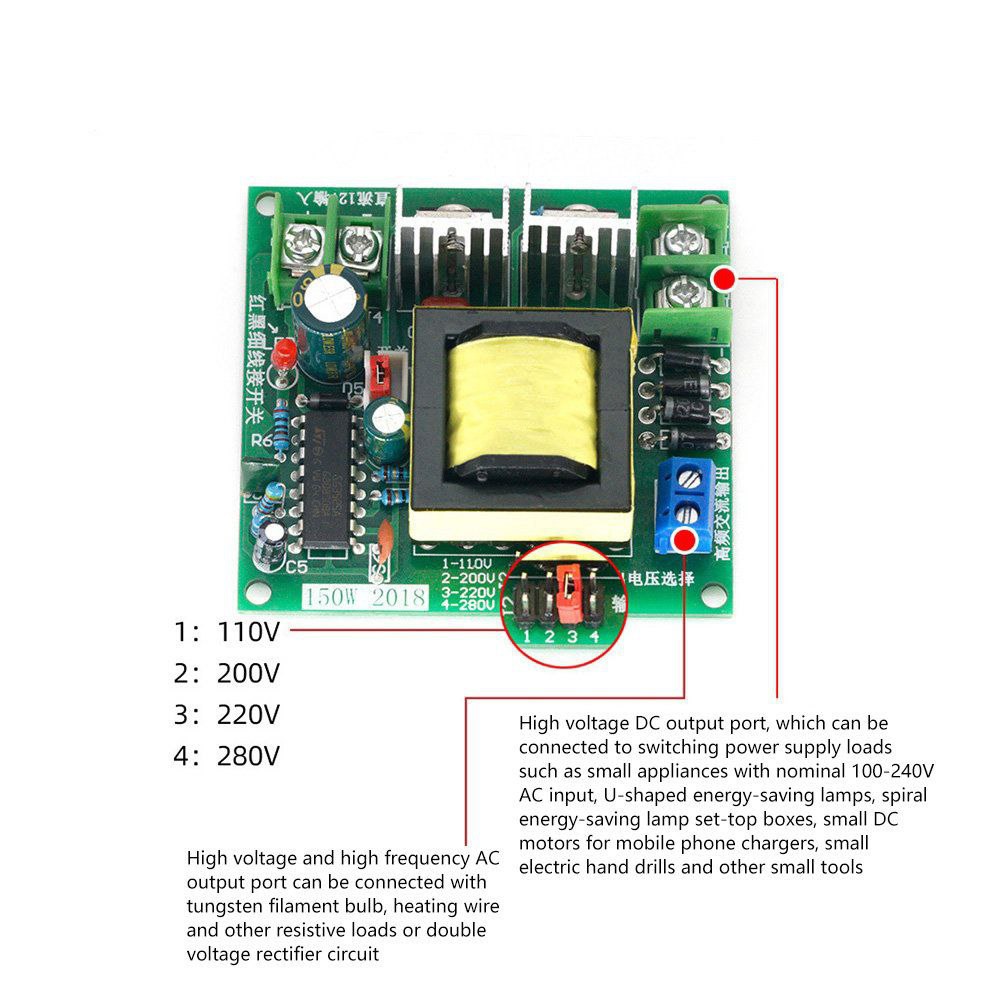 ماژول اینورتر 150 وات 12 ولت DC به 220 ولت AC (برد سبز) با کانکتور ماژول اینورتر 150 وات 12 ولت DC به 220 ولت AC (برد سبز) با کانکتور