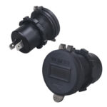 شارژر خودرویی پنلی 2پورت دارای نمایشگر ولتاژ(ابی رنگ)MT A+C