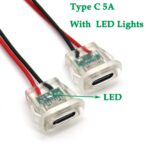 کانکتور مادگی Type-c سیم دار فشاری(بیضی) چراغ دار