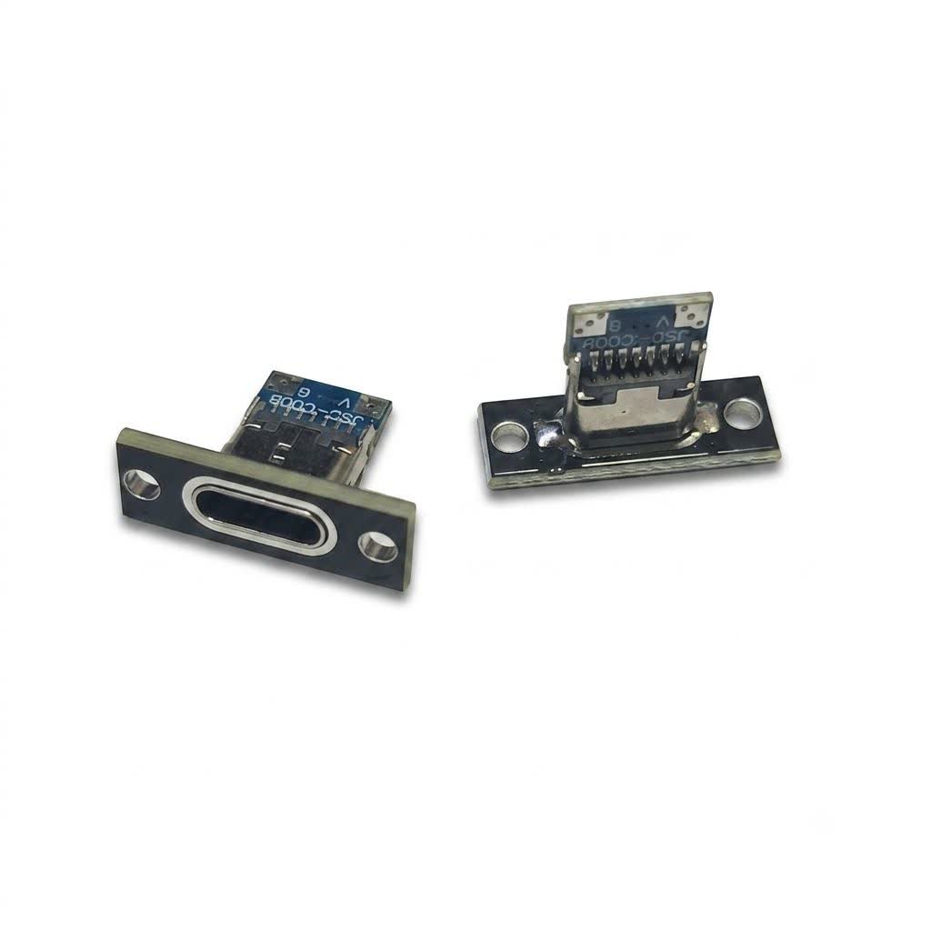 سوکت مادگی USB Type-C  رو پنلی فلزی 2 پین مشکی